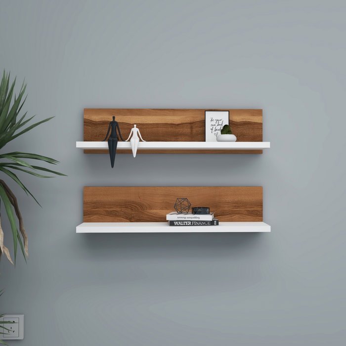 Hanah Home Estantería de Pared Escandinava Nogal y Blanco (2 piezas) Hanah Home Estantería de Pared Escandinava Nogal y Blanco (2 piezas)